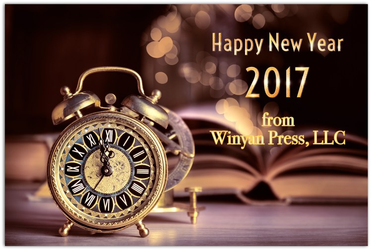 Vintage alarm clock, open book, greeting text